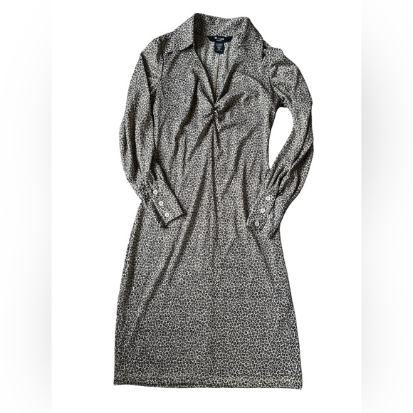 Express Dresses & Skirts - Vintage Y2K Express Shimmery Leopard Print V-Neck Dress, Size 1/2
